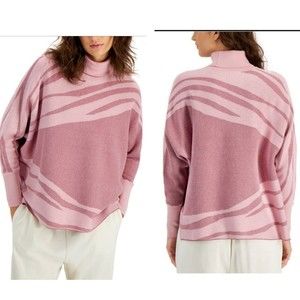 NWT Alfani Mauve Animal Print Turtleneck Sweater Womens Sz XL Dusty Pink Zebra